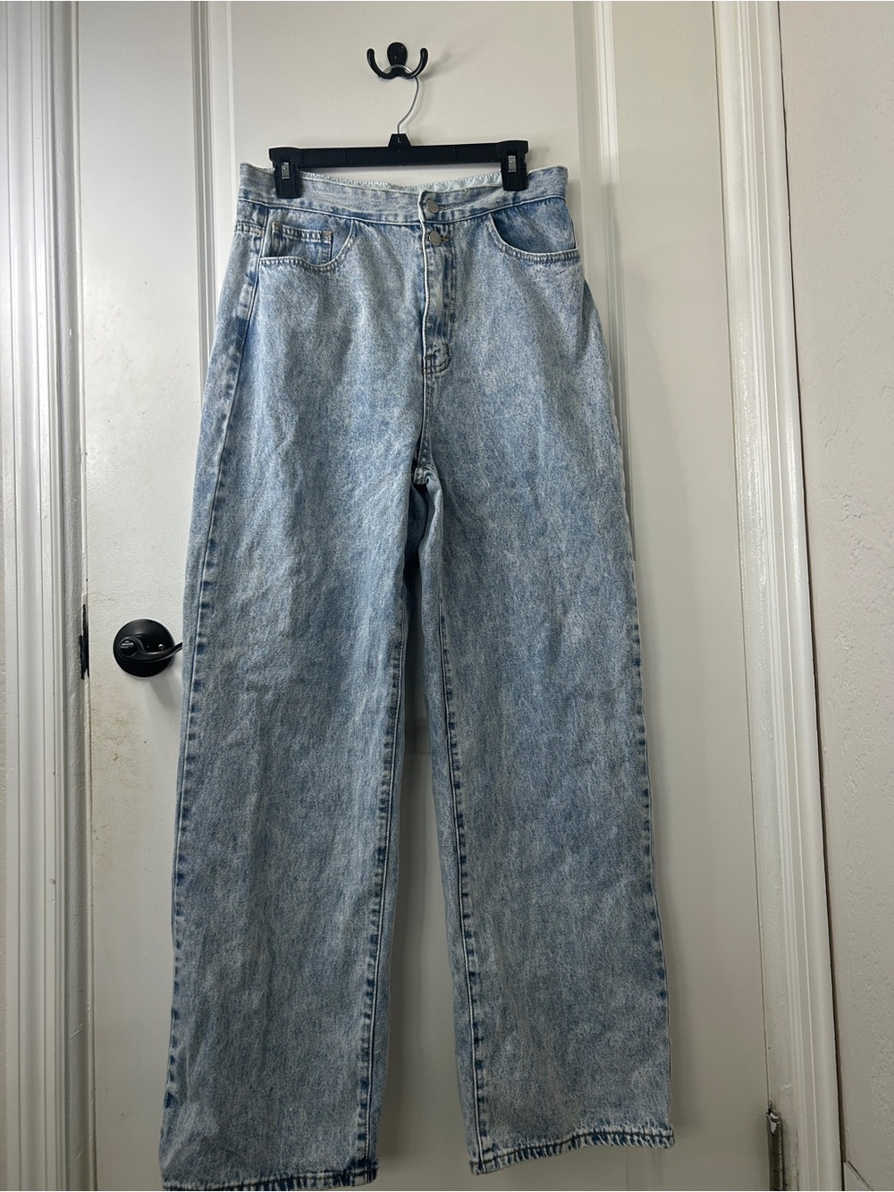 Light Blue Juniors High-Waist Straight Jeans